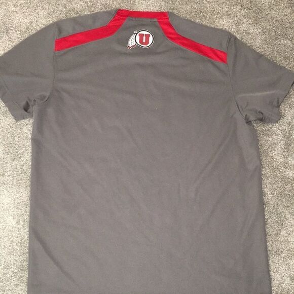Gray University of Utah Utes Work Out Training Team Issue T Shirt LG L Heatgear - Picture 5 of 5